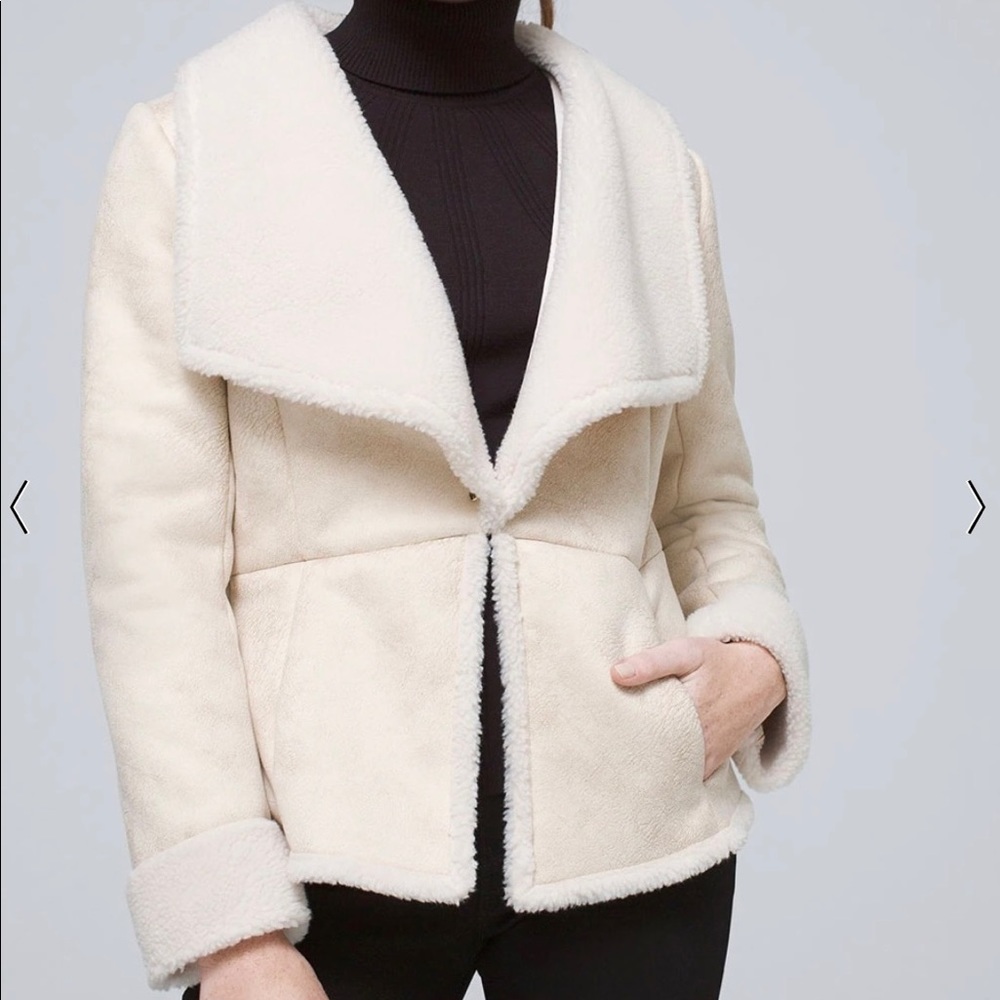 NWT WHBM Faux Shearling Drape Front Jacket, small